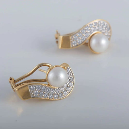 Boucles d'oreilles Boucles d'oreilles forme S Perles Diamants 58 Facettes 1