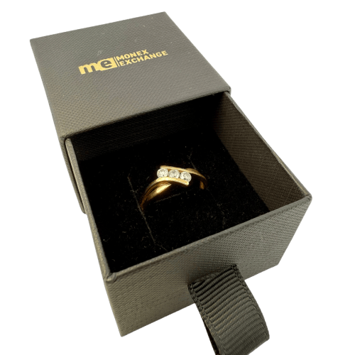 Anello 55 Anello tre strass in oro giallo 18 carati, misura 55 58 Facettes 250087