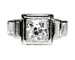 Prsten 53.5 Prsten Soliter Art Deco modernistički u Platinum i dijamantima 58 Facettes A11904