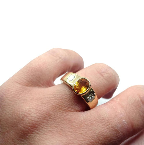 Bague 52 Bague Saphir jaune Diamants 58 Facettes 3402