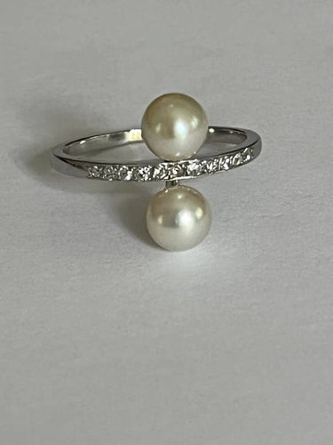 Bague 57 Bague Platine Perles Diamants 58 Facettes 5557