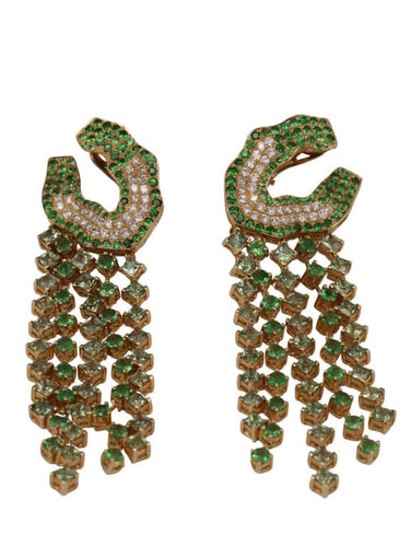 Boucles d'oreilles Boucles d'oreilles saphirs verts tsavorites diamants 58 Facettes 2983
