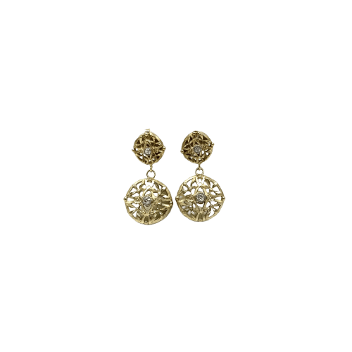 Boucles d'oreilles Boucles d'oreilles pendantes motif floral en or jaune 750 et diamants 58 Facettes Z1351489
