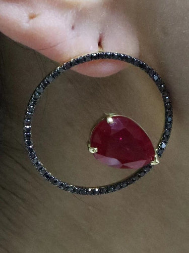 Boucles d'oreilles Boucles d'oreilles diamants noirs et rubis 58 Facettes ME113