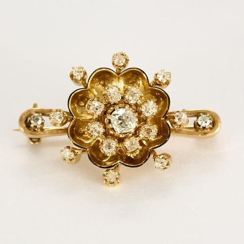 Broche Broche "flor" en oro amarillo de 18k y diamantes 58 Facettes SMA0401