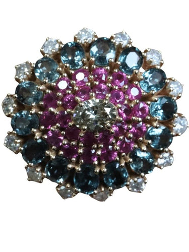 Bague 54 Bague cocktail Diamant brun Saphirs de couleur 58 Facettes N2975