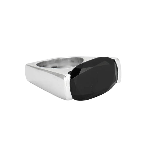Bague 54 Bague en Or gris, Onyx 58 Facettes