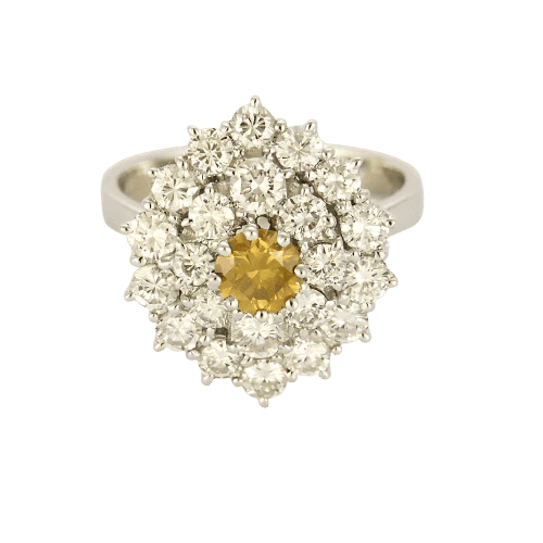 Bague 54 Bague diamant jaune taille brillant en or gris 18k et diamants 58 Facettes BA24