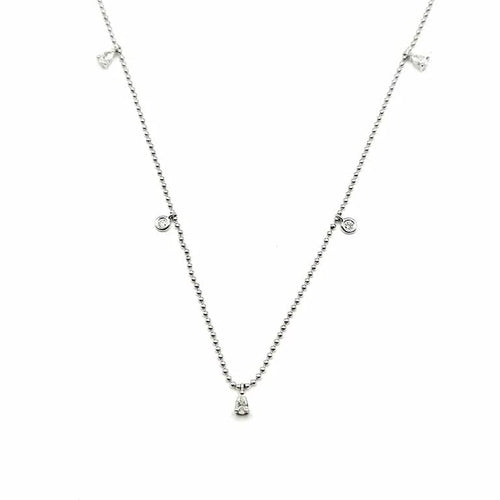 Collier Collier or blanc serti de diamants naturels 58 Facettes