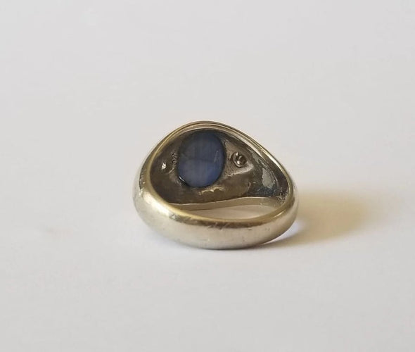 Bague 51 Chevalière Saphir et Diamants 58 Facettes