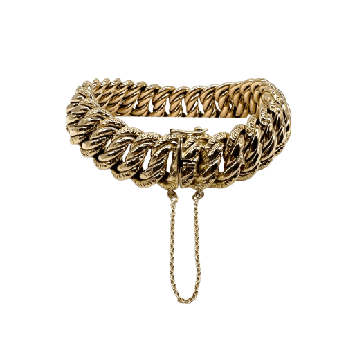 750 ayar sarı altından Amerikan bileklik Bağlantı bilezik 58 Facettes Z1351682