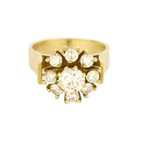 Bague 49,5 Bague marguerite en or jaune 18k et diamants 58 Facettes LJ25-327