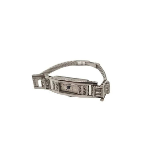 Montre Montre en platine et or blanc sertie de diamants anciens et diamants baguettes 58 Facettes