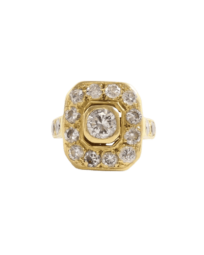 Bague 51 Bague Pompadour en or jaune 18 carats et diamants 1,90 ct 58 Facettes