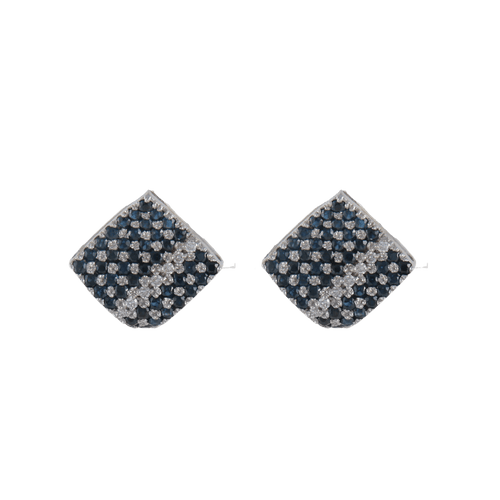 Boucles d'oreilles Clous d'oreilles Carré pavage Saphirs Diamants 58 Facettes 1