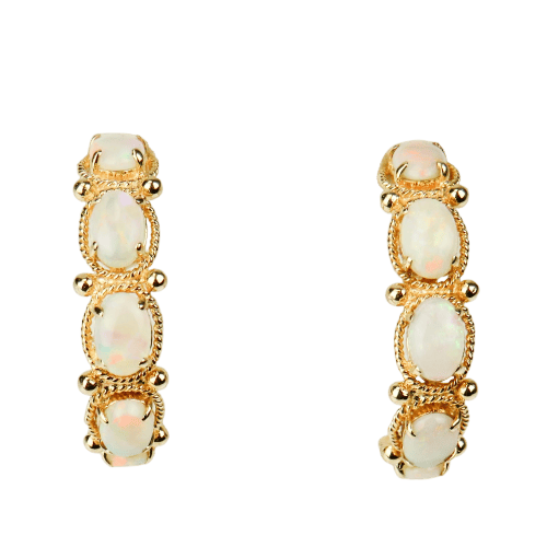 Earrings Vintage 14-carat yellow gold and opal earrings 58 Facettes 2870