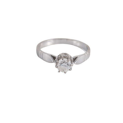 Bague 56 Bague Solitaire or gris Diamant 0.50ct 58 Facettes FM86