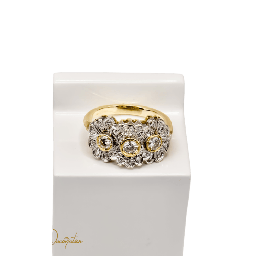 戒指52.5 14K白金复古戒指Art Deco，镶钻石58 Facettes 2601