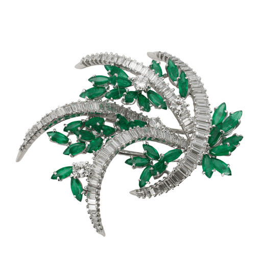 Broche Broche émeraudes et diamants 58 Facettes