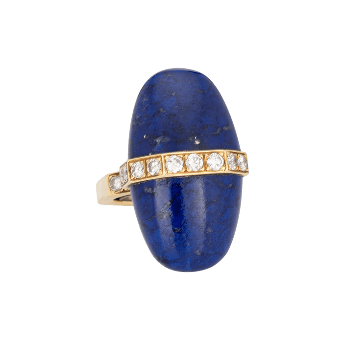 Bague 49 Bague vintage années 70 lapis diamant abstraite or jaune 58 Facettes G13579