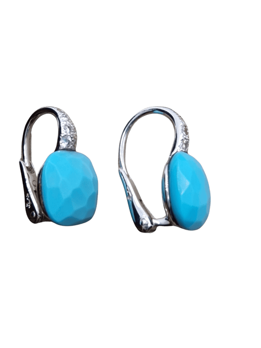 Boucles d'oreilles POMELLATO - Boucles d'oreilles Capri Turquoise Or Blanc Diamants 58 Facettes