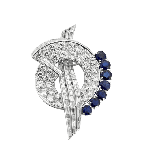 Broche Broche mouvementée, saphir et diamants 58 Facettes YD6