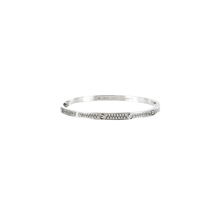 Bracelet CARTIER - Bracelet love or blanc pavé diamants 58 Facettes