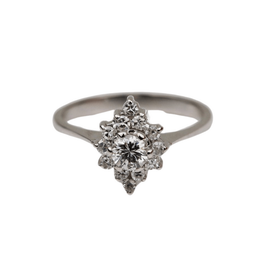 Bague 51 Bague Marguerite Or blanc Diamants 58 Facettes