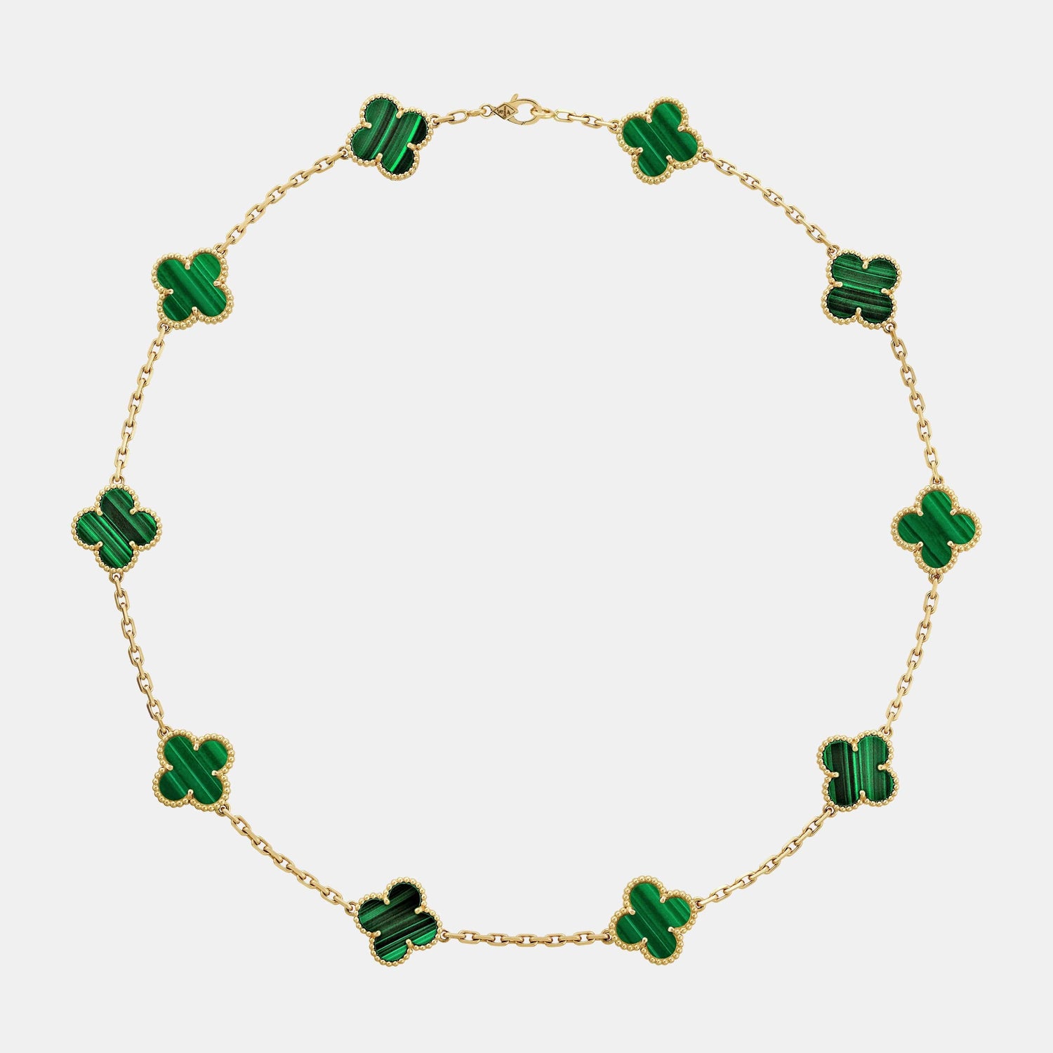 Collier Vintage Alhambra Or jaune Malachite 