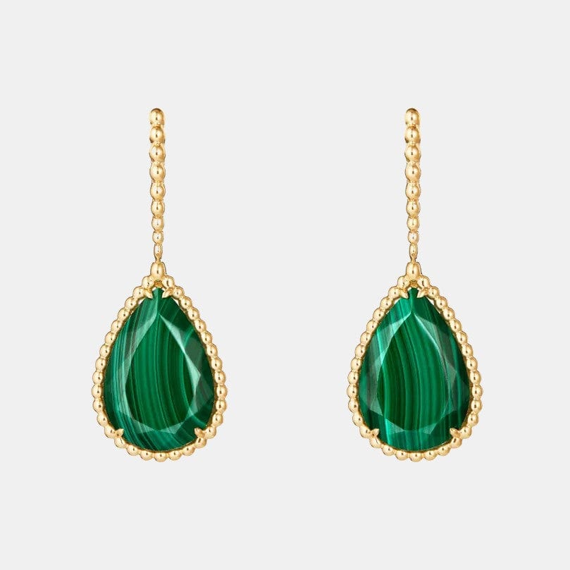Boucles d'oreilles Serpent Bohème Or jaune Malachite S Motif 25.35ct