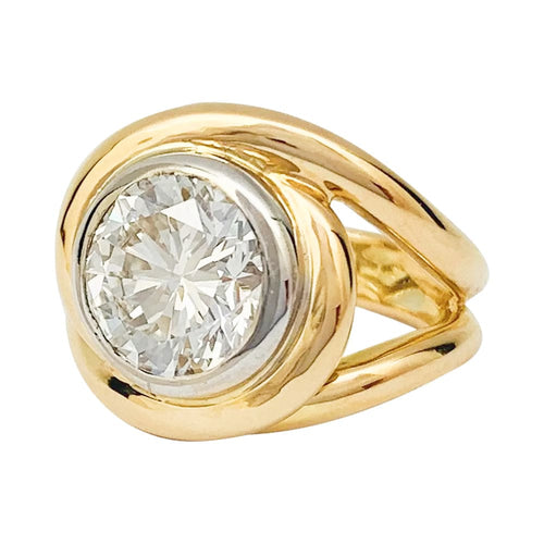 Bague 50 Bague astragale entrelacée bicolore en or 750 avec diamant 2,78 ct 58 Facettes 31786