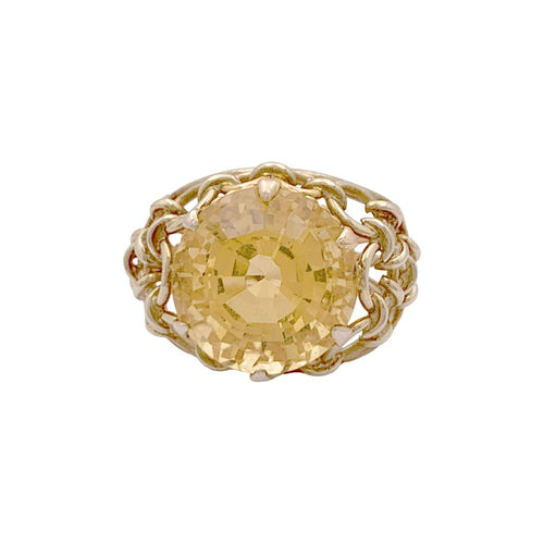 Bague 52 Bague dôme vintage en or jaune 750 avec citrine 58 Facettes 35067