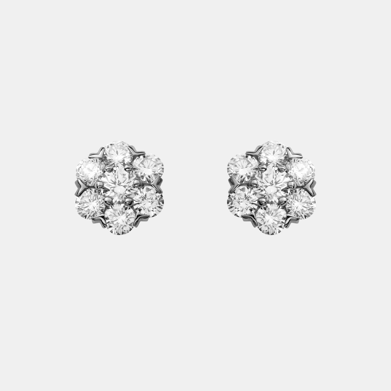 Boucles d'oreilles Fleurette Or blanc Diamant 1.88ct