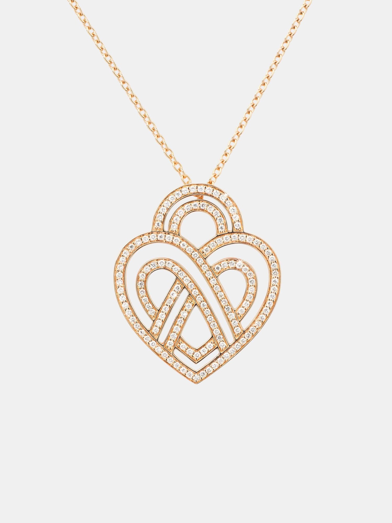 Collier Coeur Entrelacé Or rose Diamant 0.6ct