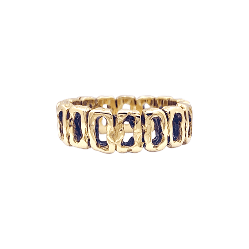 Bague 54 Bague vintage brutaliste ajourée en or jaune 18 carats 58 Facettes 34422