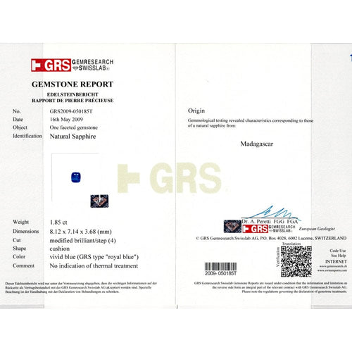 Bague 50 Bague en or blanc 750 avec saphir coussin et diamants 58 Facettes 34081