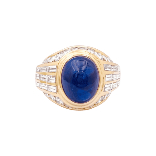 Bague 52 Bague dôme en or jaune 750 sertie d’un saphir cabochon 12,32 ct 58 Facettes 34494