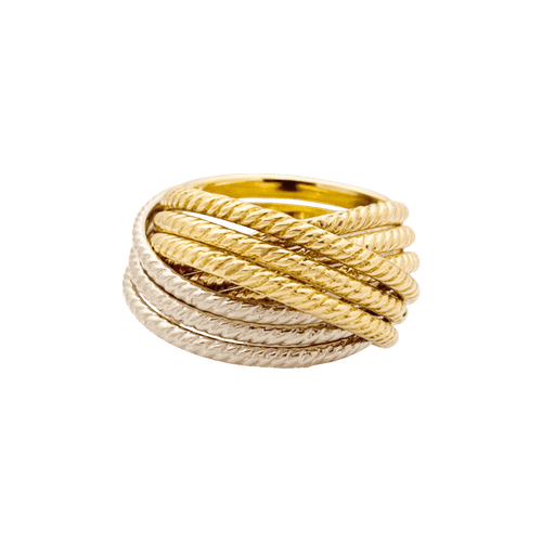 Bague 49 Bague multi-joncs torsadés en trois ors 750 58 Facettes 34691