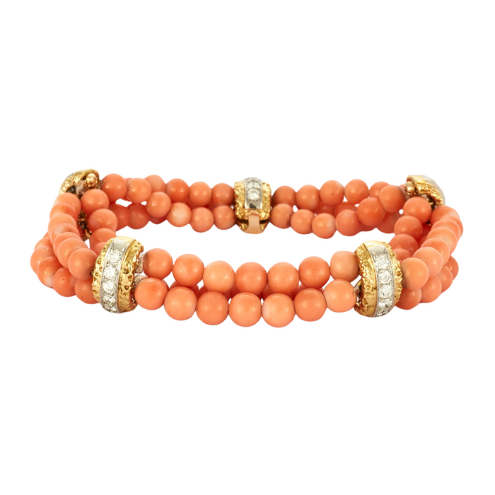 VAN CLEEF & ARPELS – Yellow gold coral and diamond bracelet