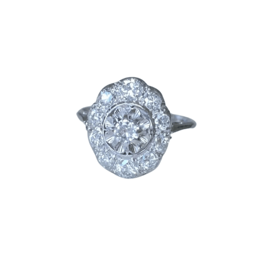 Bague Bague Art Déco Marguerite Ovale Diamants 58 Facettes