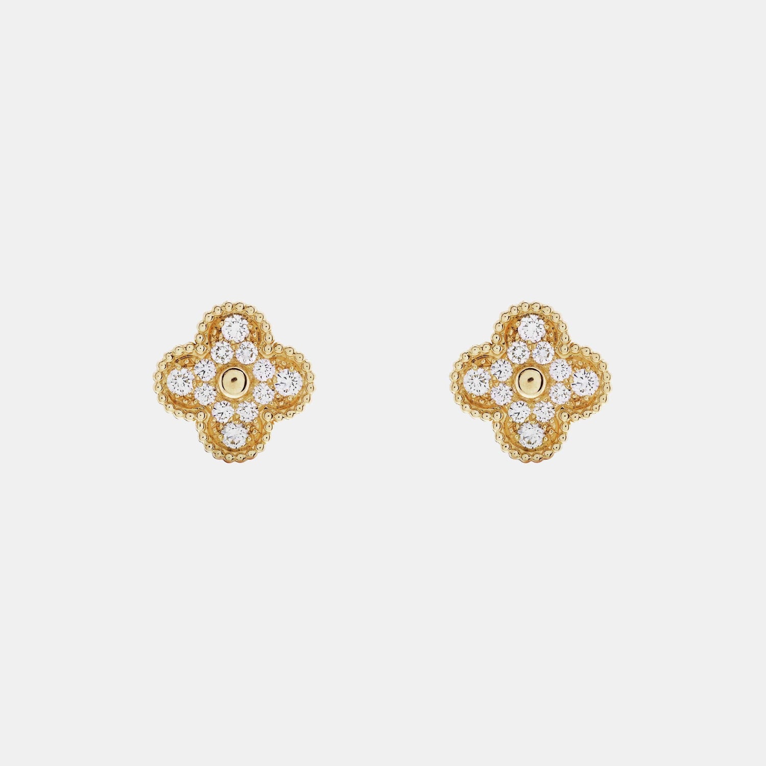 Boucles d'oreilles Vintage Alhambra Or jaune Diamant 0.97ct