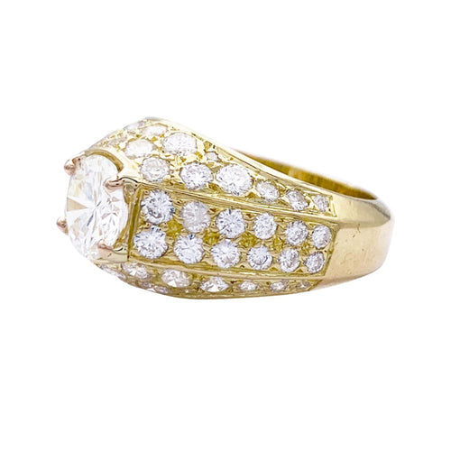 Bague 51 Bague jonc anglais en or jaune 750 sertie de diamants 58 Facettes 32736