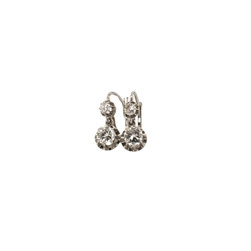 Boucles d'oreilles Dormeuses Or Blanc & Diamants 58 Facettes
