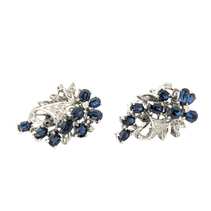 Boucles d'oreilles Boucles d'oreilles or blanc, diamants et saphirs 58 Facettes 30075