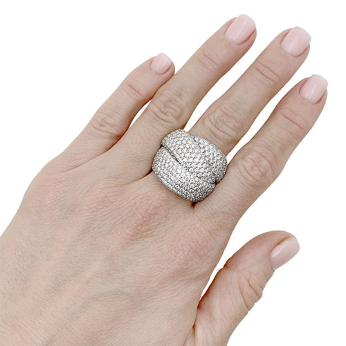 Bague 55 Bague cocktail pavée de diamants en or blanc 750 58 Facettes 35185