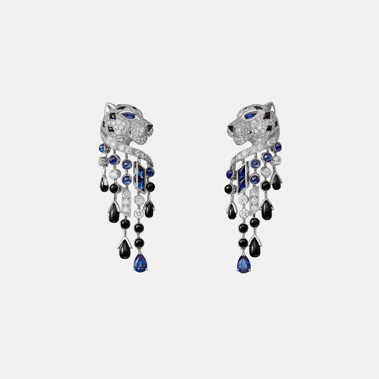 Boucles d'oreilles Panthère Or blanc Diamant