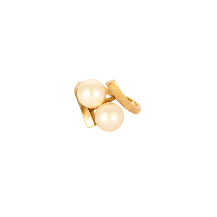 Ring Toi & Moi yellow gold pearl