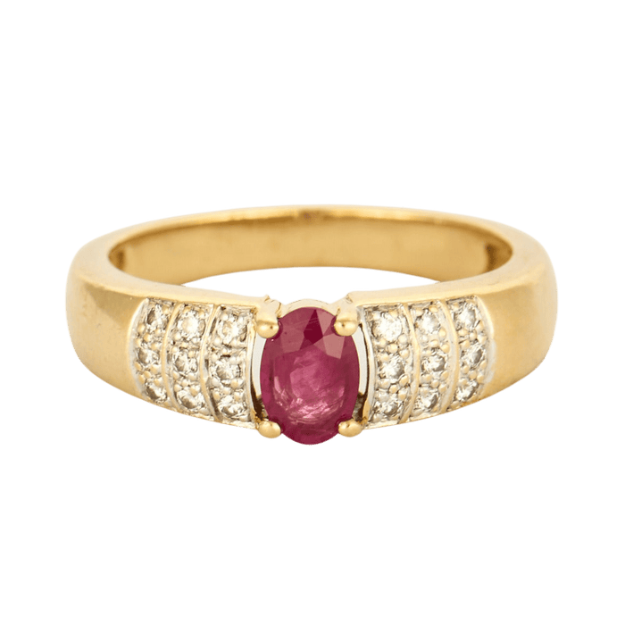 Bague 54 Bague jonc or jaune, rubis et diamants 58 Facettes DV4440-6