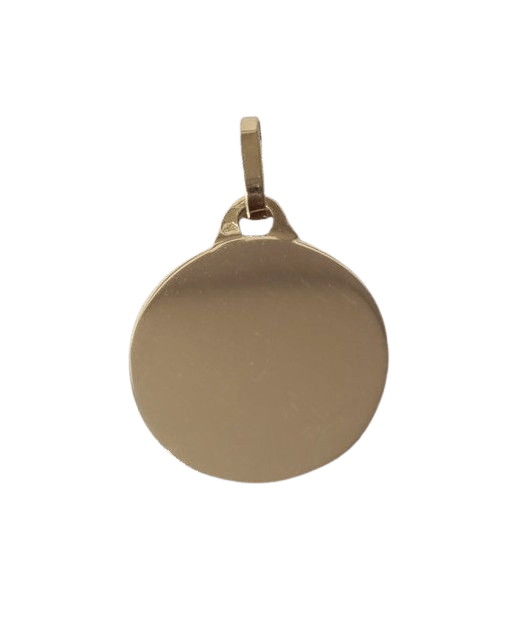 Round yellow gold medal pendant to engrave