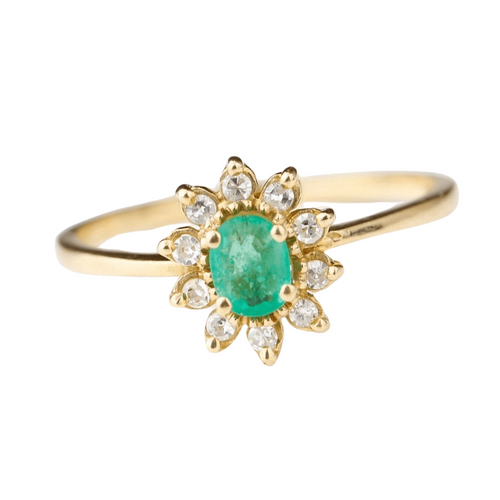 Bague 59 Bague Marguerite Emeraude de 0,40ct 58 Facettes